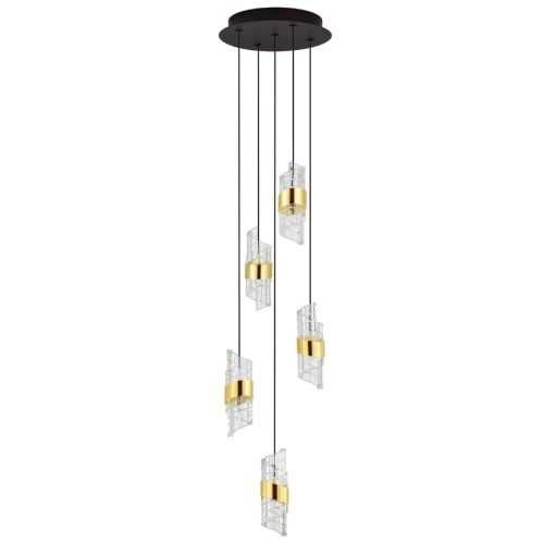 Černo-zlaté závěsné LED světlo Nova Luce Seneca 30 cm