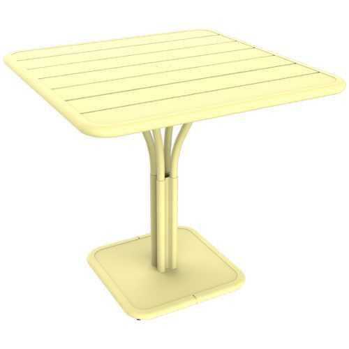 Citronově žlutý kovový stůl Fermob Luxembourg Pedestal 80 x 80 cm