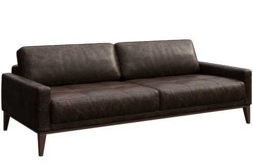 Tmavě hnědá vintage kožená třímístná pohovka MESONICA Musso Tufted 211 cm