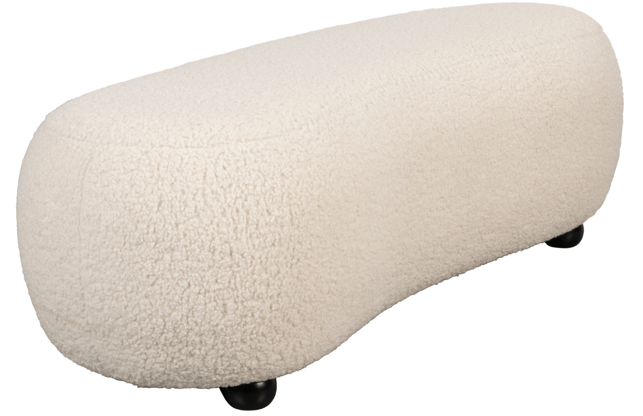 White Label Bílá bouclé lavice WLL NOXX 120 cm